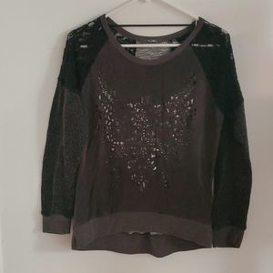 Miss me metallic, lace and velour sweatshirt